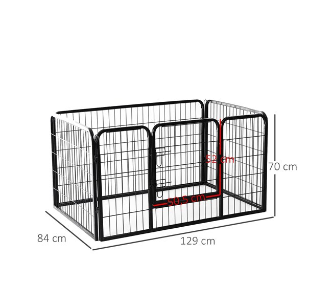 Conforama PawHut Parque Para Mascotas Rectangular Jaula Para Perros 4 Vallas De Metal Con Puerta Y Doble Cerradura Cerca De Entrenamiento 125x80x70 Cm Negro