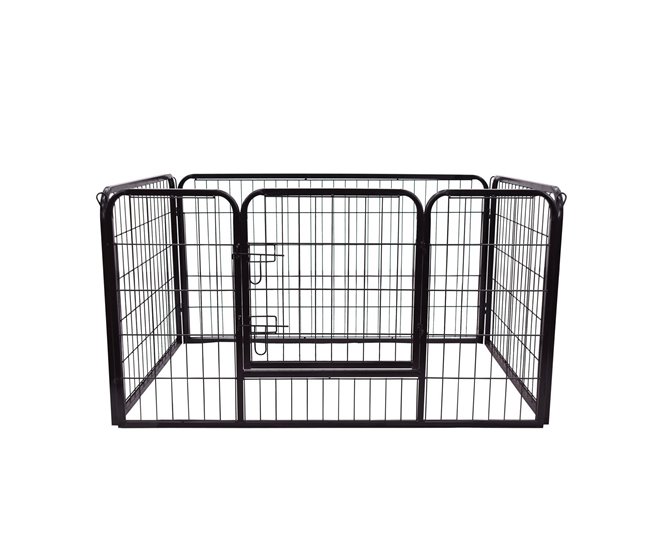 Conforama PawHut Parque para Mascotas Rectangular Jaula para Perros 4 Vallas de Metal con Puerta y Doble Cerradura Cerca de Entrenamiento 125x80x70 cm Negro