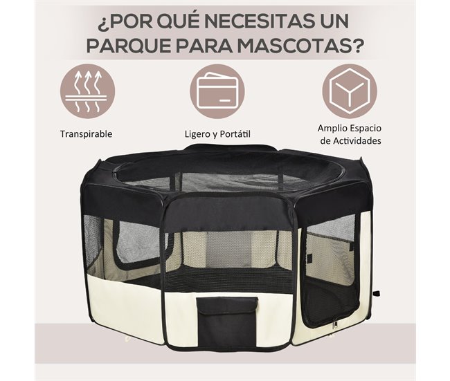 Conforama PawHut Parque Plegable Para Perros Y Gatos Parque De Juego Para Mascotas Con 2 Puertas Y Cojín De Tela Oxford Juego Entrenamiento Para Dormitorio Ø120x58 Cm Negro