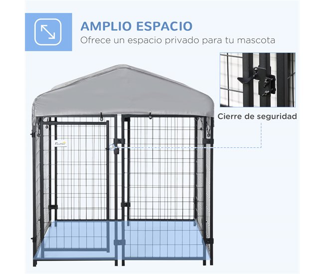 Conforama Pawhut Perrera De Exterior Con Techo 120x120x138 Cm Jaula Para Perros Parque Para Mascotas Con Malla De Metal Y Puerta Con Cerradura Para Jardín Patio Plata