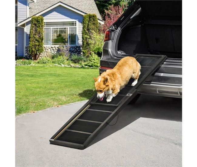 Conforama PawHut Rampa Para Perros De Madera 165x43x6 5 Cm Rampa Plegable Para Mascotas Con Alfombra Antideslizante Escalera Portátil Para Coche Carga 40 Kg Negro