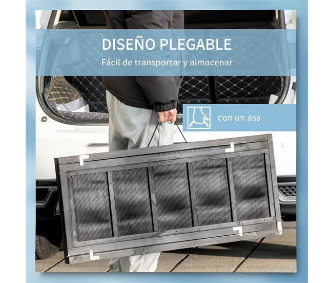 Conforama PawHut Rampa Para Perros De Madera 165x43x6 5 Cm Rampa Plegable Para Mascotas Con Alfombra Antideslizante Escalera Portátil Para Coche Carga 40 Kg Negro
