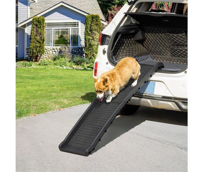 Conforama PawHut Rampa Plegable Para Perros Y Gatos Con Almohadillas Antideslizantes Escaleras De Mascotas Para Coche Cama Sofá Carga 75 Kg 155x39x14 Cm Negro