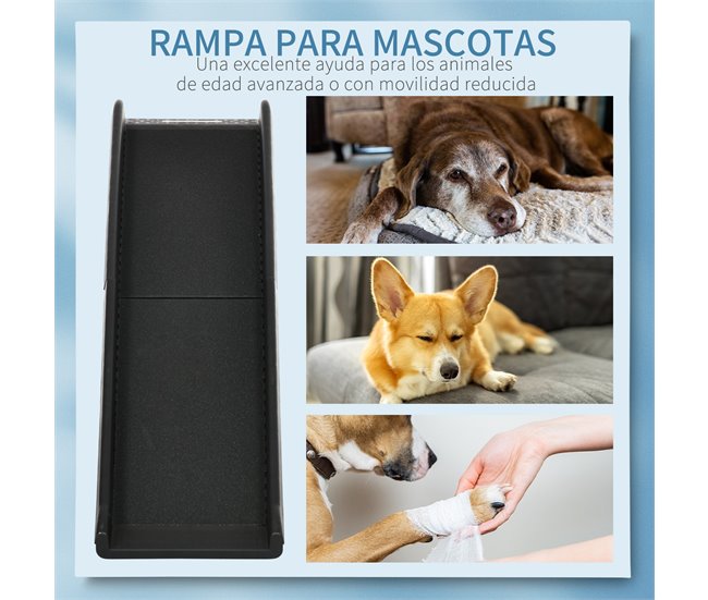 Conforama PawHut Rampa Plegable Para Perros Y Gatos Con Almohadillas Antideslizantes Escaleras De Mascotas Para Coche Cama Sofá Carga 75 Kg 155x39x14 Cm Negro
