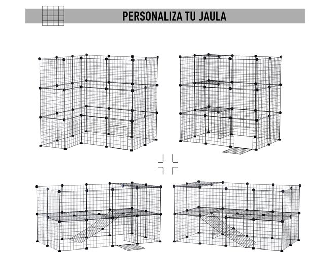 Conforama PawHut Valla Metálica Para Mascotas Parque Metálica Con 36 Paneles Animales Pequeños Desmontable Diseño DIY Negro 146x73x73cm