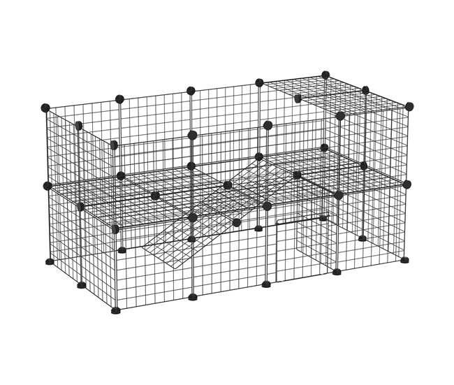 Conforama PawHut Valla Metálica para Mascotas Parque Metálica con 36 Paneles Animales Pequeños Desmontable Diseño DIY Negro 146x73x73cm