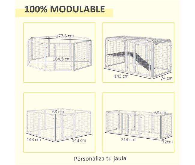 Conforama Pawhut Valla Metálica Para Mascotas Parque Para Conejos Conejera Con 9 Paneles Puerta Con Pestillo Y Escalera Para Cobayas Gatos Cachorros Diseño DIY 68x68x2 5 Cm Blanco