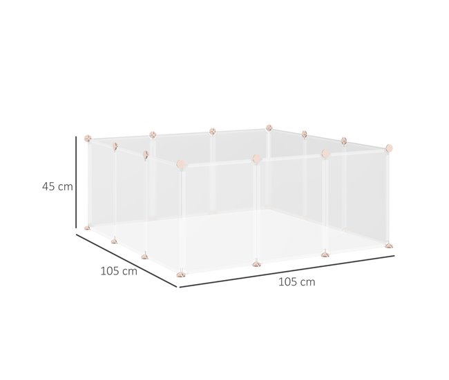 Conforama PawHut Valla Para Animales Pequeños Jaula Modular Con 12 Paneles 24 Conectores Para Conejos Cobayas Y Cachorros 105x105x45 Cm Blanco