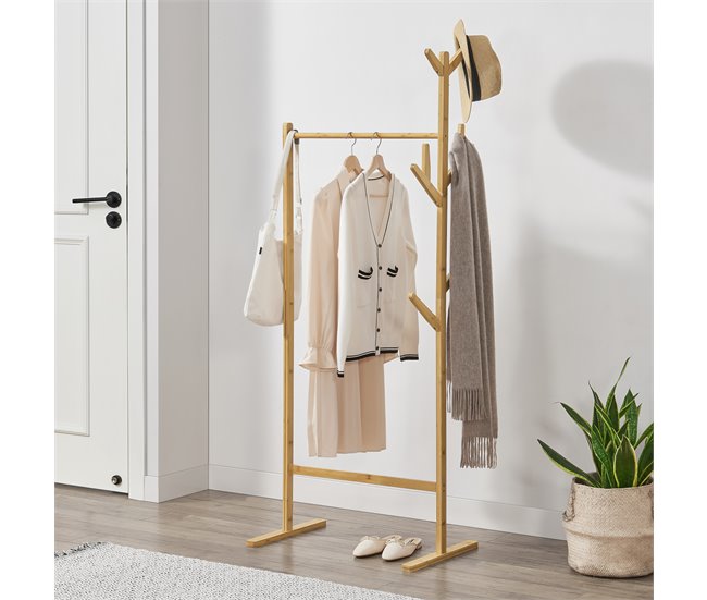 Conforama Pechero Nordreisa De Bambú En Ruedas 65x40x170 Cm Natural [en.casa]