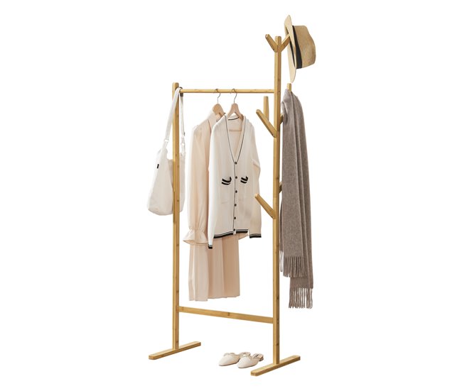 Conforama Pechero Nordreisa de Bambú en Ruedas 65x40x170 cm natural [en.casa]