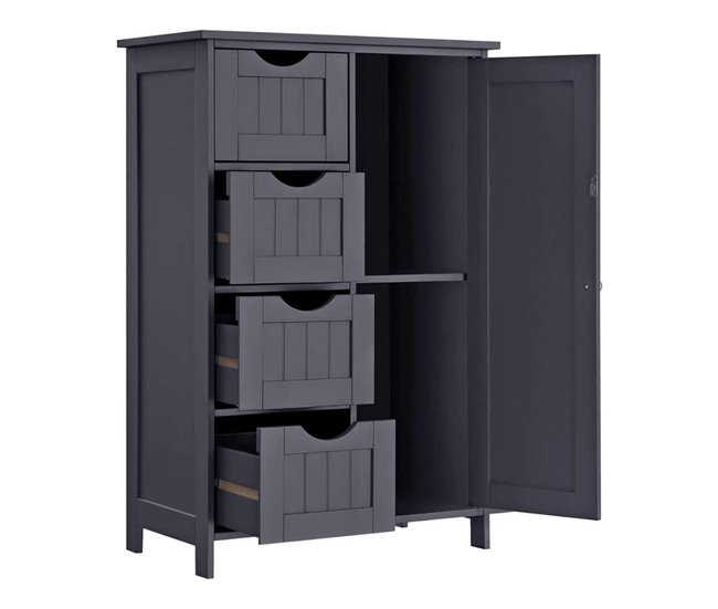 Conforama Pequeña Cómoda De 4 Cajones Y 1 Puerta Azul Oscuro - L55 Cm