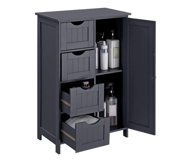 Conforama Pequeña Cómoda De 4 Cajones Y 1 Puerta Azul Oscuro - L55 Cm