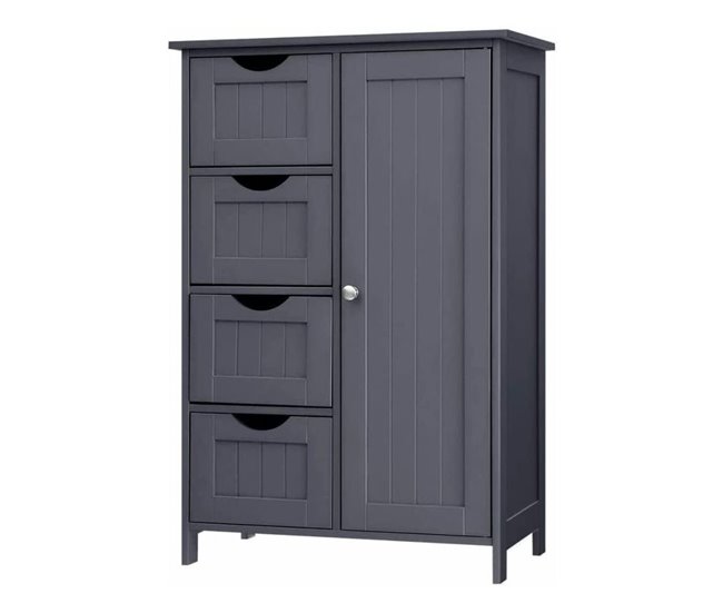 Conforama Pequeña cómoda de 4 cajones y 1 puerta azul oscuro - L55 cm