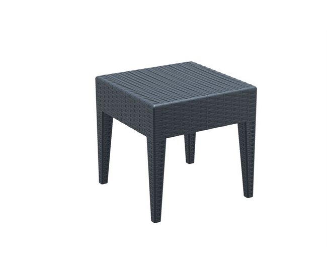 Conforama Pequeña mesa de exterior diseño simple gris oscuro 45 x 45 cm plástico polipropileno M10_004952