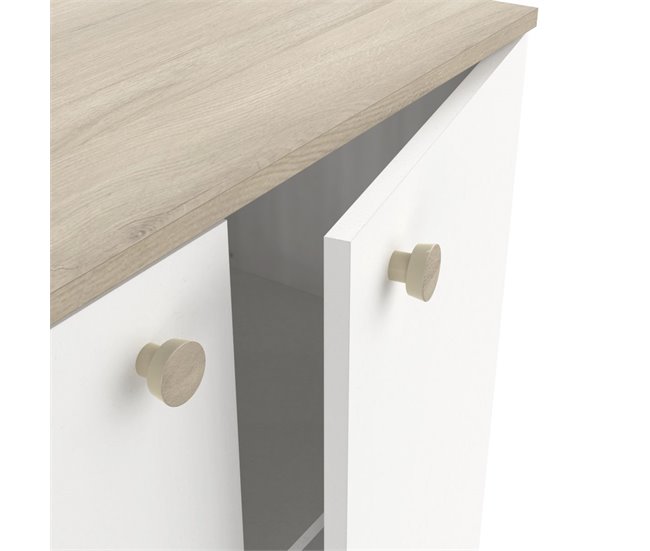 Conforama Pequeño Buffet De 2 Puertas Abatibles Decorado En Roble Kronberg Y Blanco - L79 7 Cm