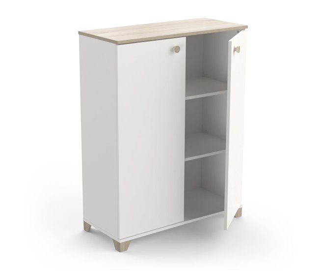 Conforama Pequeño Buffet De 2 Puertas Abatibles Decorado En Roble Kronberg Y Blanco - L79 7 Cm