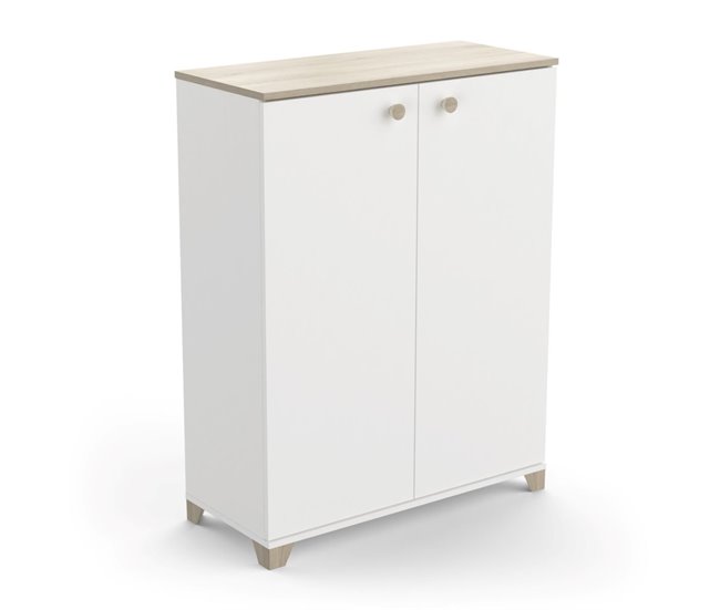 Conforama Pequeño Buffet De 2 Puertas Abatibles Decorado En Roble Kronberg Y Blanco - L79 7 Cm