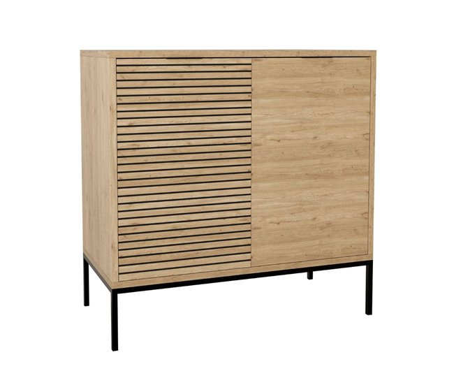 Conforama Pequeño Buffet De 2 Puertas Y Patas De Metal Ariel - L80 Cm