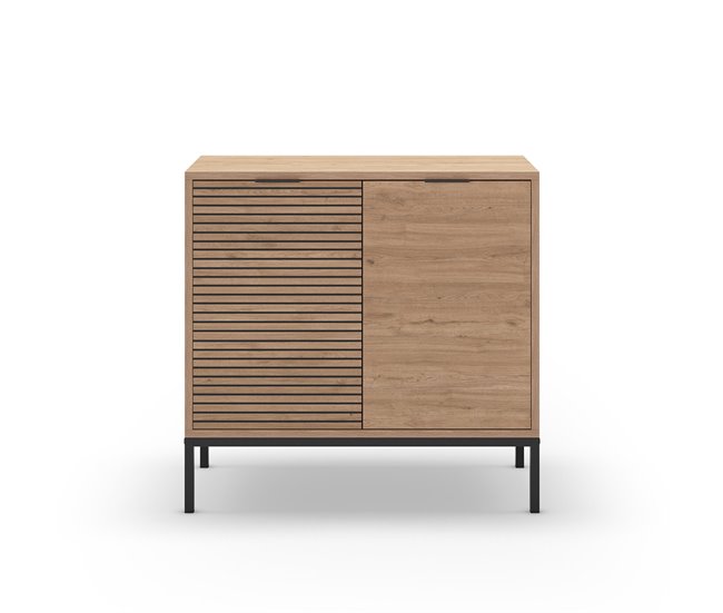 Conforama Pequeño buffet de 2 puertas y patas de metal Ariel - L80 cm