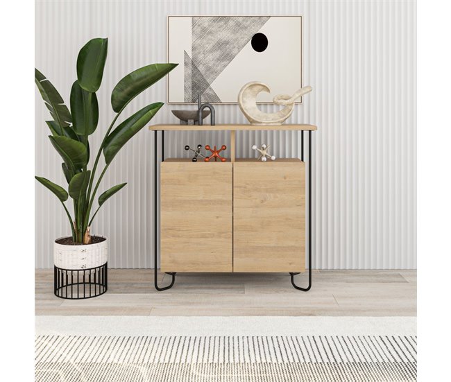 Conforama Pequeño Buffet De 2 Puertas Y Patas De Metal Dilly - L80 Cm