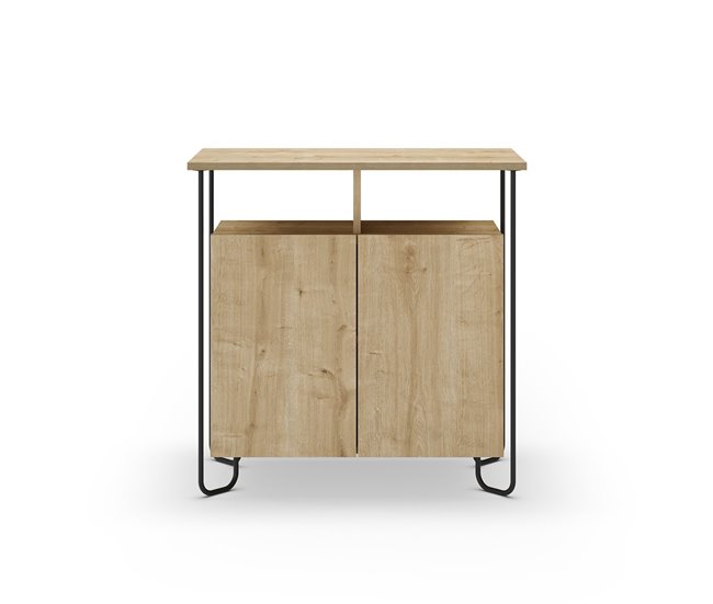 Conforama Pequeño buffet de 2 puertas y patas de metal Dilly - L80 cm