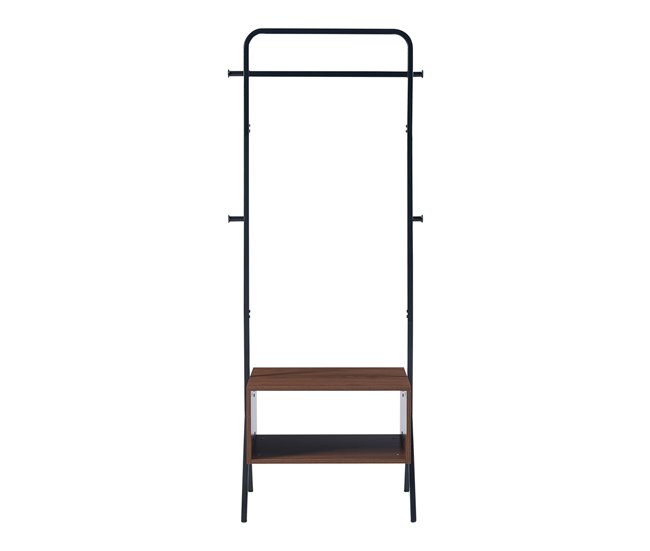 Conforama Perchero Burro Averøy Con Perchas Acero 180x74x42cm - Negro Nogal [en.casa]