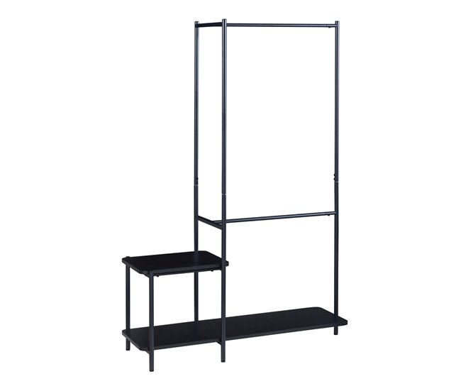 Conforama Perchero burro Bø con 2 estantes 2 barras acero 150x100x34cm - Negro [en.casa]