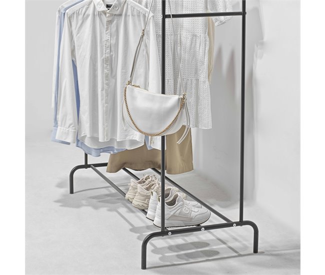 Conforama Perchero Burro Bramming Estante 2 Barras Metal 147 X 116 X 54 Cm Negro [en.casa]