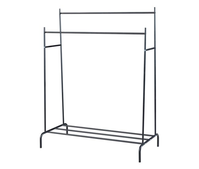Conforama Perchero Burro Bramming Estante 2 Barras Metal 147 X 116 X 54 Cm Negro [en.casa]