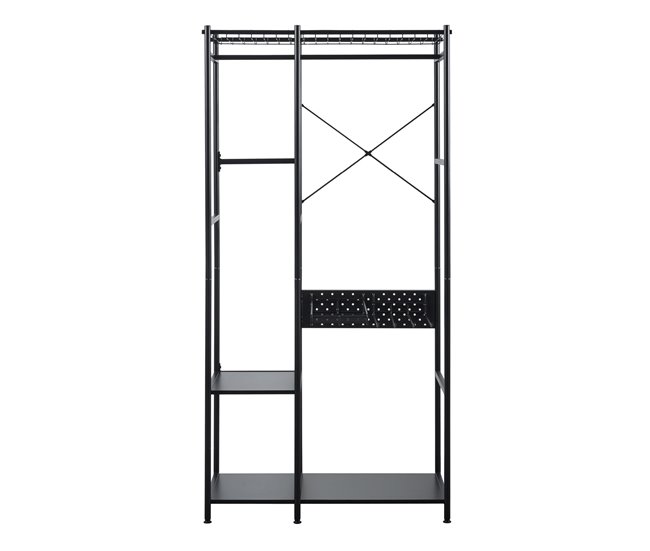 Conforama Perchero Burro Brønnøy Con Cesta Barras Acero 182x90x46 Cm - Negro [en.casa]