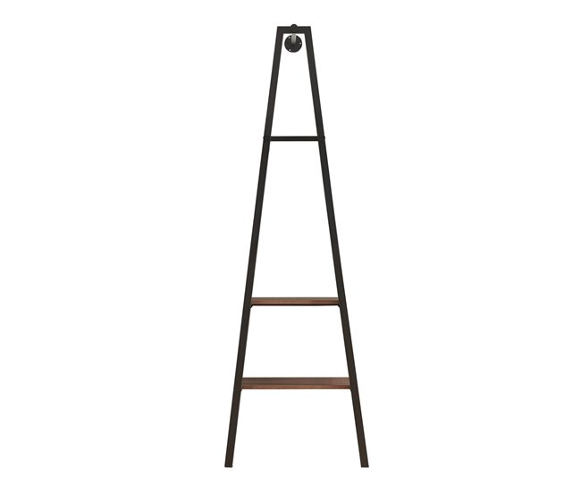Conforama Perchero Burro De Pared Bjørnafjorden Con 2 Estantes 2 Barra Acero 174x56x40cm - Negro/Nogal [en.casa]