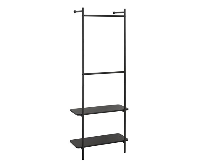 Conforama Perchero Burro De Pared Bremanger Con 2 Estantes 2 Barras Acero 162x60x26cm - Negro [en.casa]