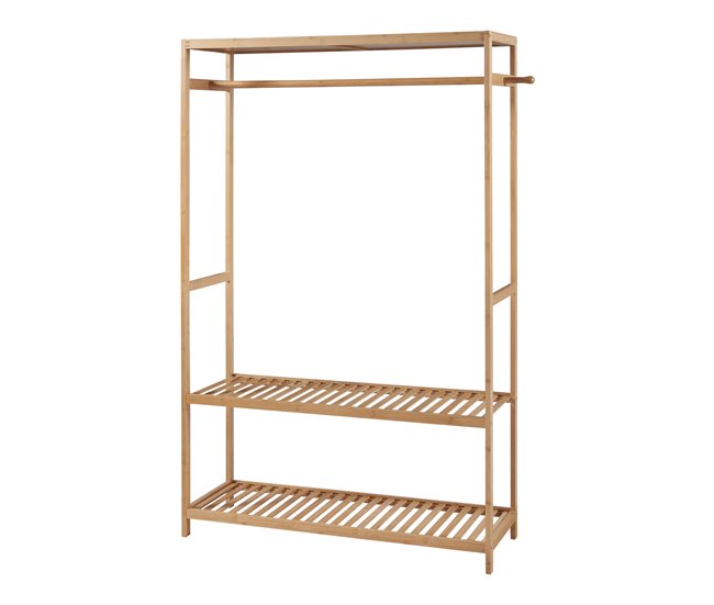 Conforama Perchero burro Herøy con 3 estantes perchas bambú 165x100x35cm - Natural [en.casa]