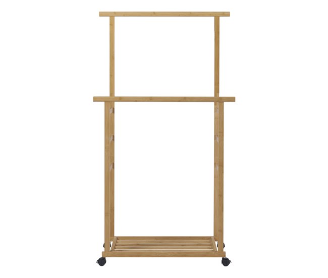 Conforama Perchero Burro Ilmajok Con Ruedas Zapatero Bambú 147x70x36 Cm - Natural [en.casa]
