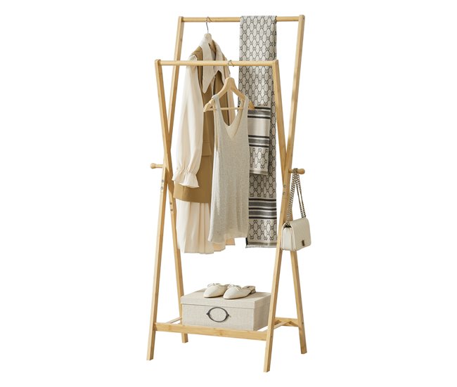 Conforama Perchero Burro Keitele Con 2 Barras 150 X 60 X 42 Cm Bambú Natural [en.casa]