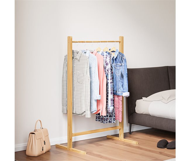 Conforama Perchero Burro Marieham 1 Barra Pino 125x80x50cm - Natural [en.casa]