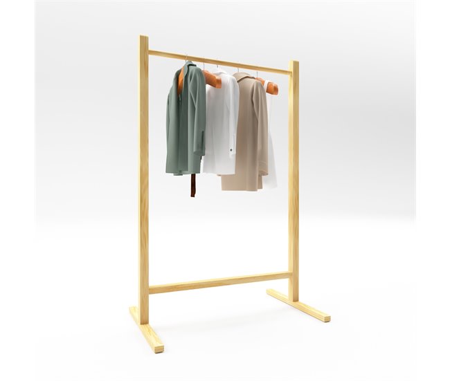 Conforama Perchero burro Marieham 1 barra pino 125x80x50cm - Natural [en.casa]