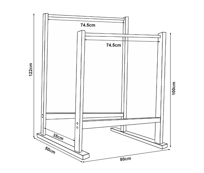 Conforama Perchero Burro Marieham 2 Barras Pino 122x80x50cm - Natural [en.casa]