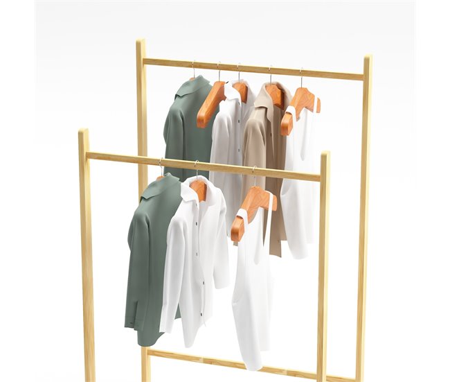 Conforama Perchero Burro Marieham 2 Barras Pino 122x80x50cm - Natural [en.casa]