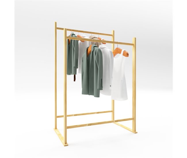 Conforama Perchero burro Marieham 2 barras pino 122x80x50cm - Natural [en.casa]