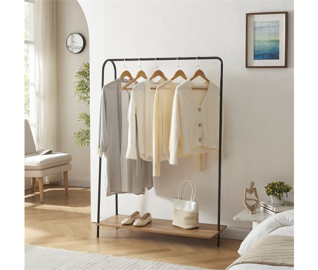 Conforama Perchero Burro Ørbæk Metal/aglomerado 144 X 100 X 35 Cm Negro Efecto Madera [en.casa]