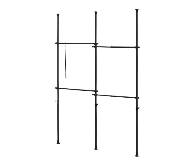 Conforama Perchero burro ropa telescópico Kemi 105-278 x 150 - 230 cm Ajustable 4 x ganchos máx. 20 kg Acero Plástico - Negro [en.casa]