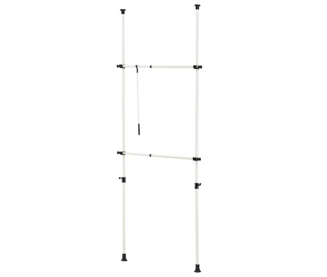 Conforama Perchero Burro Ropa Telescópico Kemi 105-278 X 75 - 115 Cm Ajustable 2 X Ganchos Máx. 20 Kg Acero Plástico - Blanco [en.casa]
