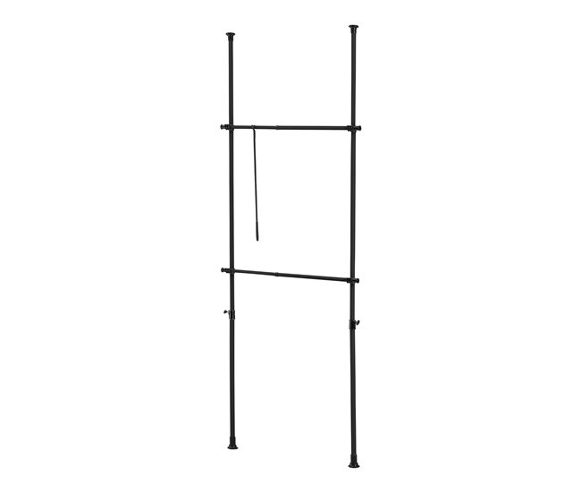 Conforama Perchero burro ropa telescópico Kemi 105-278 x 75 - 115 cm C66 máx. 20 kg Acero Plástico - Negro [en.casa]