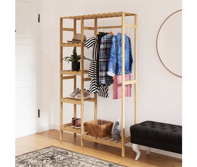 Conforama Perchero Burro Smørum Con 6 Estantes Pino 160 X 100 X 30 Cm Natural [en.casa]