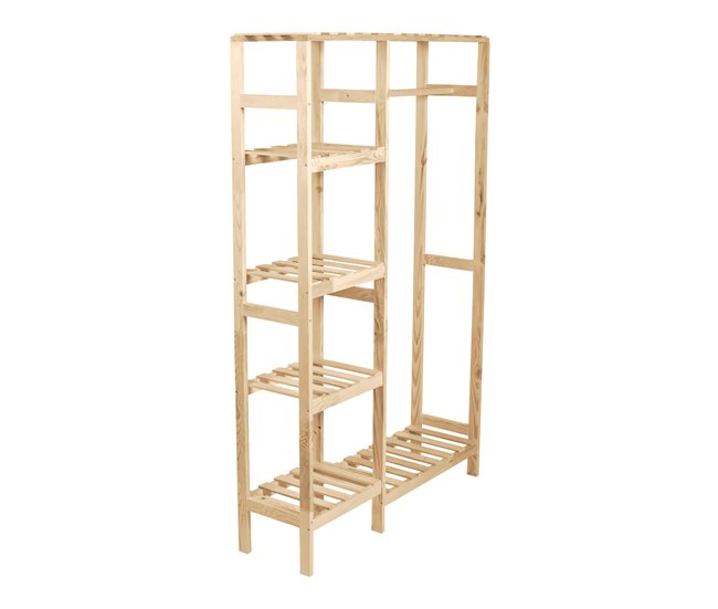 Conforama Perchero Burro Smørum con 6 estantes pino 160 x 100 x 30 cm natural [en.casa]