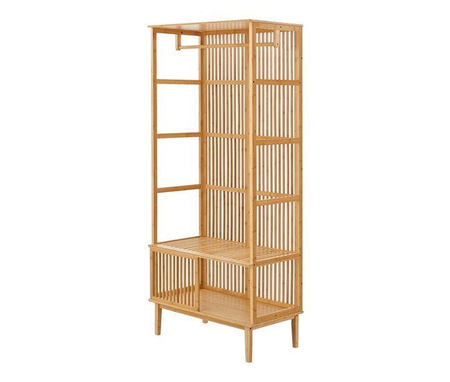 Conforama Perchero Burro Vemb Con Compartimento Abierto Bambú 185 X 80 X 45 Cm - Color Natural [en.casa]