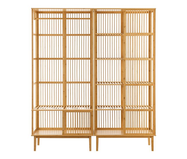 Conforama Perchero Burro Vemb Y Estantería Trundholm Bambú 185 X 160 X 45 Cm - Color Natural [en.casa]