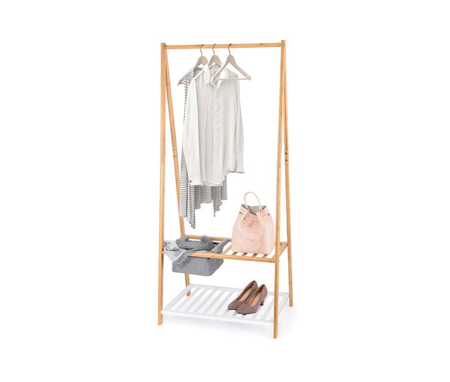 Conforama Perchero de Pie Domopak Living Zapatero Bambú 70 x 45 x 160 cm