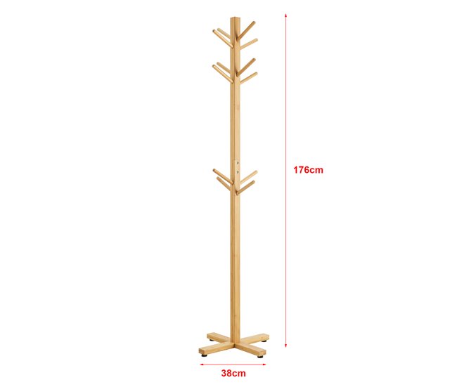 Conforama Perchero De Pie Jämsä Con 12 Ganchos 176 X 38 X 38 Cm Bambú Natural [en.casa]